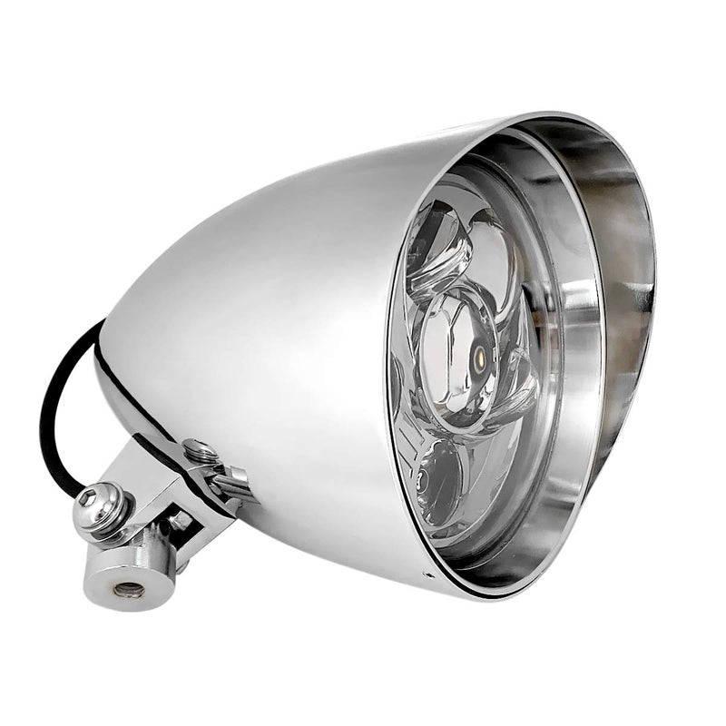 FATECIM 5.75" LED Motorcycle Headlights w/Aluminum Visor Clear Lens 5 3/4 inch Bullet Vintage Lamp for Harley Sportster Dyna Softail Bobber Chopper Honda Yamaha Suzuki Kawasaki Custom Chrome - Image 3